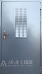 Металлическая дверь техническая в котельную с вентиляционной решеткой №1 внешняя - фото