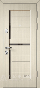 Надежная стальная дверь с большим зеркалом входная (цвет внешней панели слоновая кость) №122 внешняя - фото