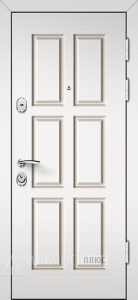 Белая дверь с контурной защитой и филенчатой панелью №11 внешняя - фото