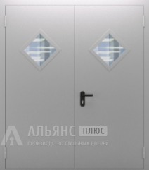 Фото «Стальная двустворчатая входная дверь для котельной с покрытием эмаль №6»